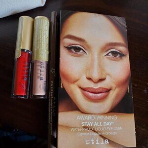 Stila gift set eyeliner, eyeshadow, lipstick, bag